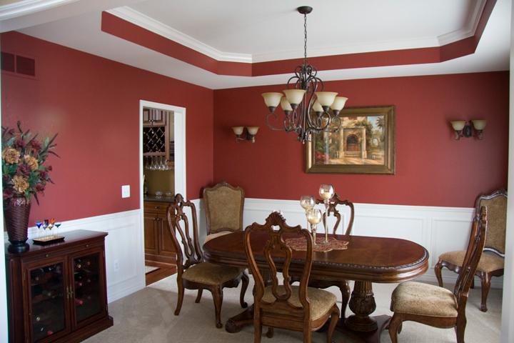 Dining room with ceiling cutaway