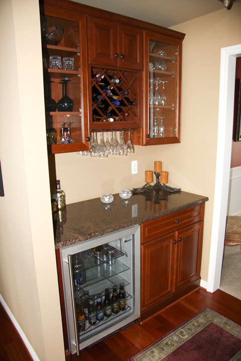Dry bar with built in wine rack