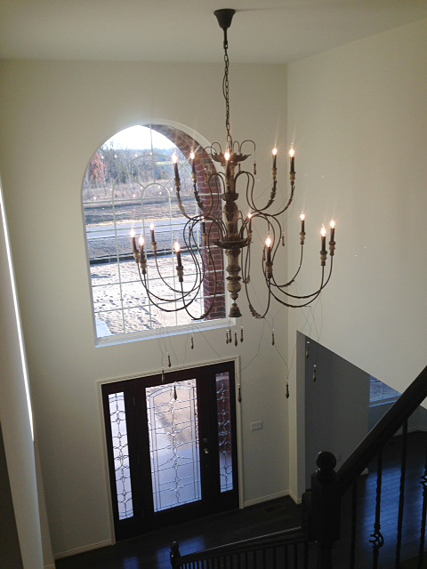 Foyer with elegant chandelier