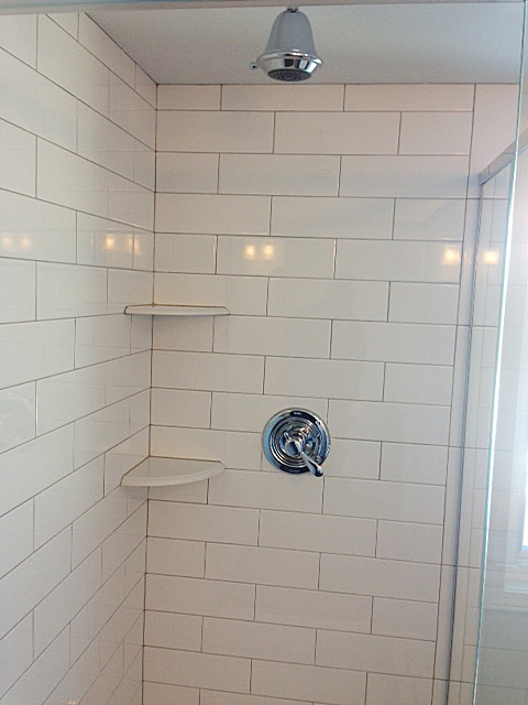 Master bath shower with subway tile