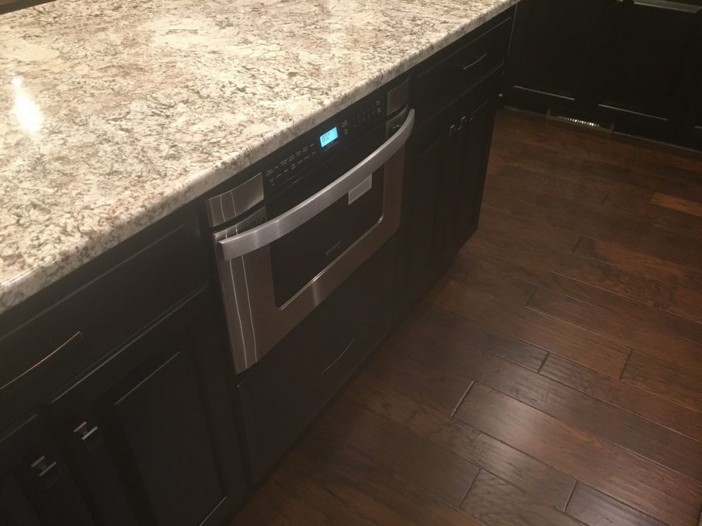 Built in drawer micro oven inside kitchen island